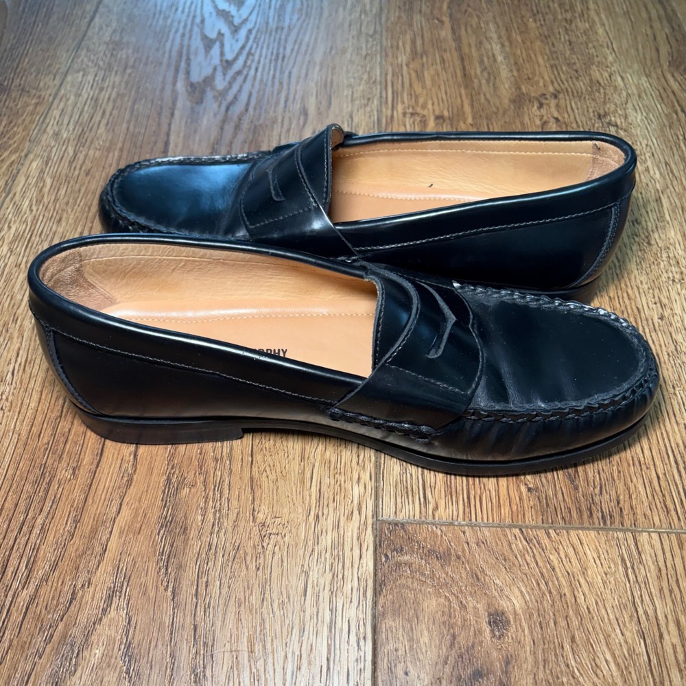 Johnston & Murphy Mens 9M Sheepskin Penny Loafers Black Leather Dress Shoes - Picture 11 of 12
